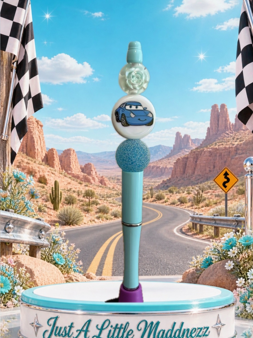 Blue Beaded Pens-Brand Unspecified